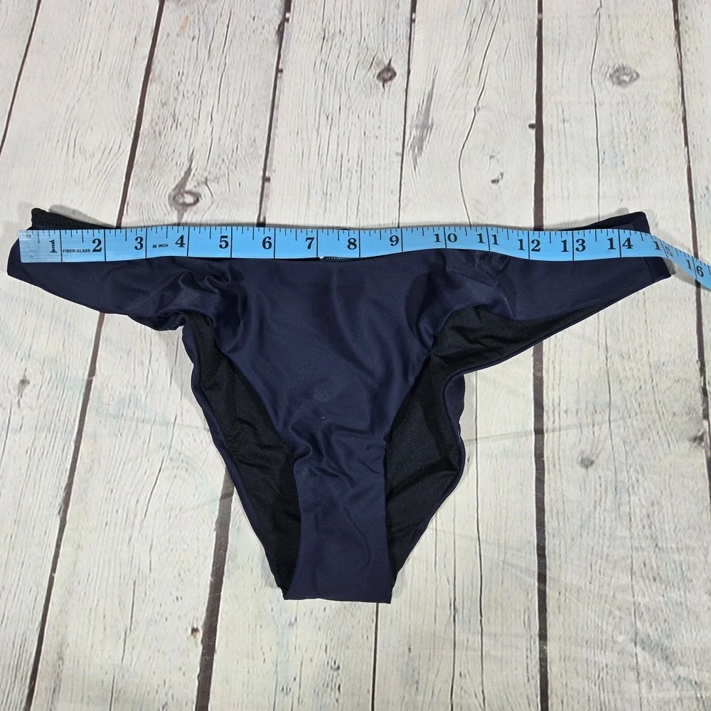 J. Crew Curved-waist cheeky bikini bottom in‎ Navy M NWT